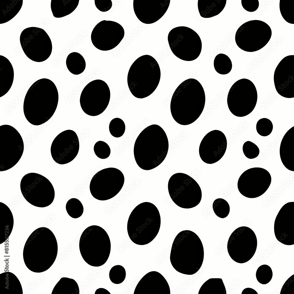 Seamless pattern of playful dalmatian spots in classic black and white, Generative AI Seamless pattern of playful dalmatian spots in classic black and white, Generative AI