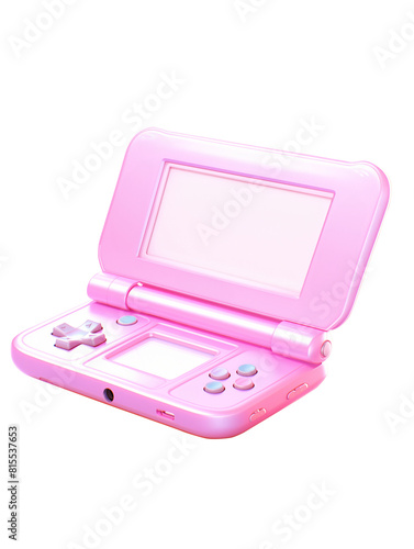 Pink Nintendo DS Classic 3D Icon PNG. Pink Nintendo DS 3D Icon Transparent.Pink Nintendo Icon isolated. 90s Game gadget Icon.