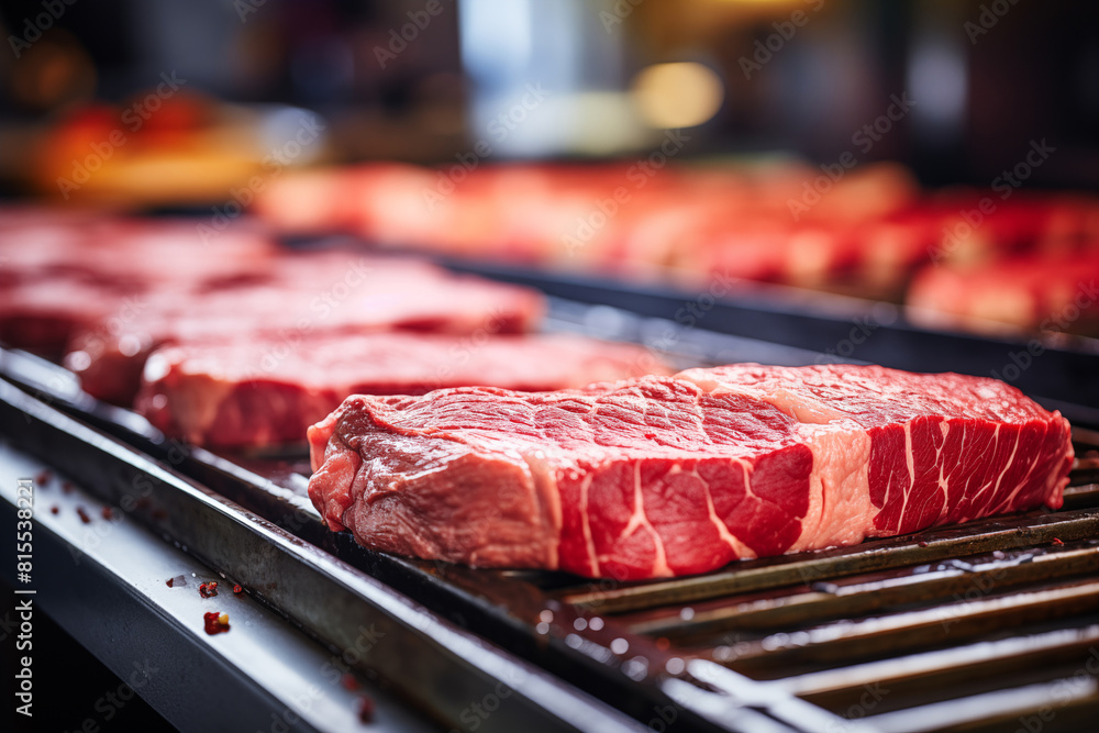 Raw beef on the grill. Shallow depth of field. Toned. Raw beef on the grill. Shallow depth of field. Toned.