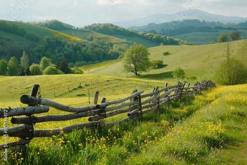Exploring the Boundless Beauty of Spring in Rolling Hills and Wooden Fences