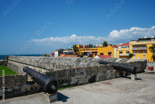 Cartagena's City Walls, Harbour View with Cannon - Cartagena, Colombia 
