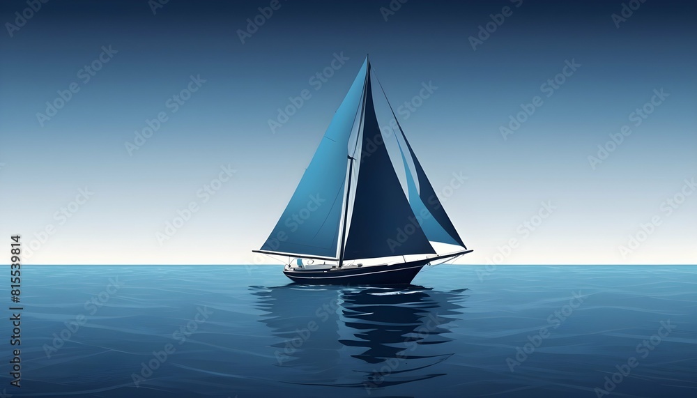 A sailboat on the horizon with sails in gradients upscaled_2
