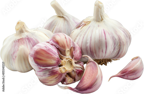 Fresh Garlic Cloves on White Background