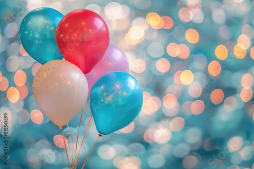 Festive Celebratory Birthday Balloons Against a Sparkling Bokeh Background