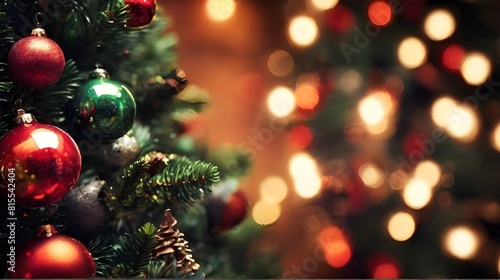 christmas tree with decorations  With Blur Background Generative Ai 