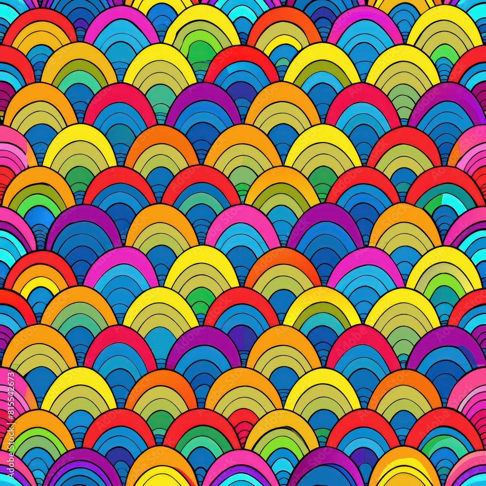 Seamless pattern of tropical fish scales in vibrant rainbow hues, Generative AI Seamless pattern of tropical fish scales in vibrant rainbow hues, Generative AI