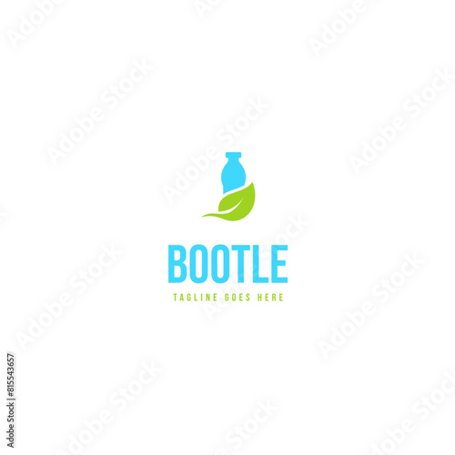 Bootle icon with leaf logo design template vector illustration idea