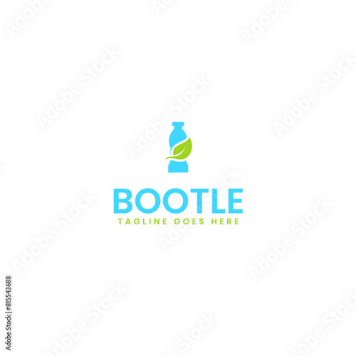 Bootle icon with leaf logo design template vector illustration idea
