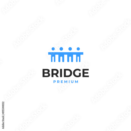 People family bridge logo design template vector illustration idea