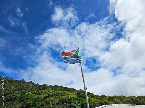 South African Flag Fluttering in the Wind