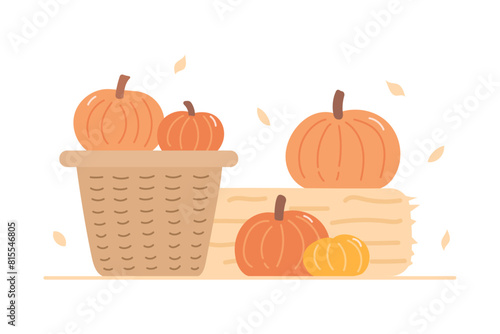 Cute Pumpkins In Flat Design