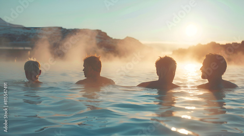 swimming in group active geothermal senior people spa elderly iceland blue lagoon