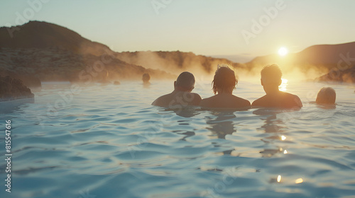 active spa group in iceland blue people elderly lagoon geothermal senior swimming