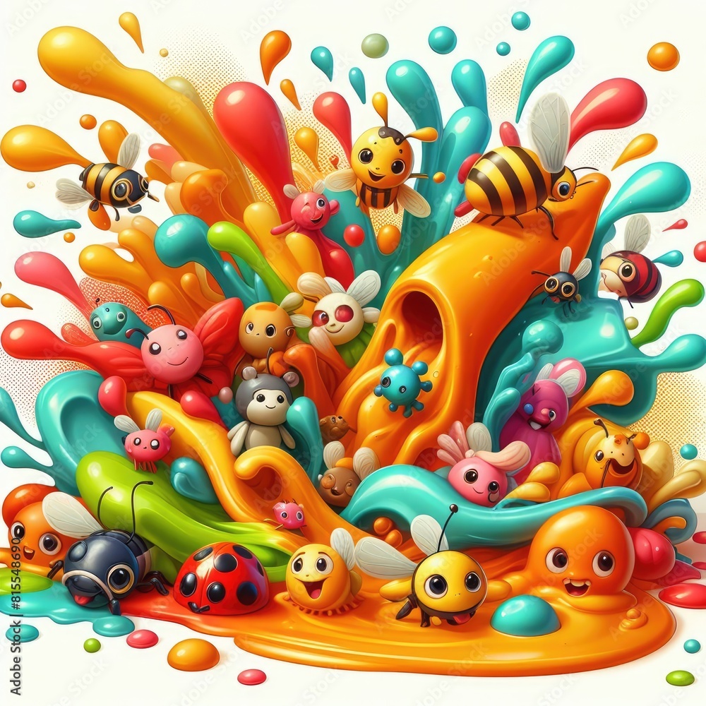 Insect Delight: Cute Cartoon Design with Oil Painting Technique Insect Delight: Cute Cartoon Design with Oil Painting Technique