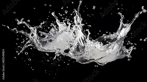 Water splash in the air on black background