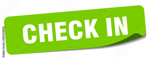 check in sticker. check in label