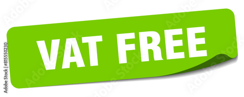 vat free sticker. vat free label