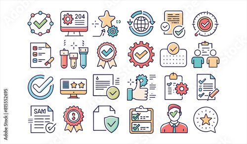  a set of approval icon. Solid icon collection, Editable stroke. Vector illustration.