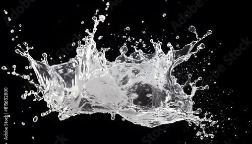 Water splash in the air on black background