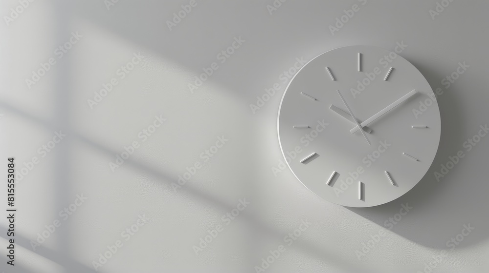 3d render of simple minimalistic wall clock on white background ...