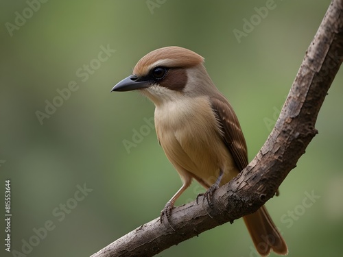 Red-backed shrike, Lanius collurio. A bird sitting on a branch on a beautiful background photo