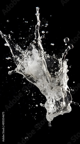 Water splash in the air on black background