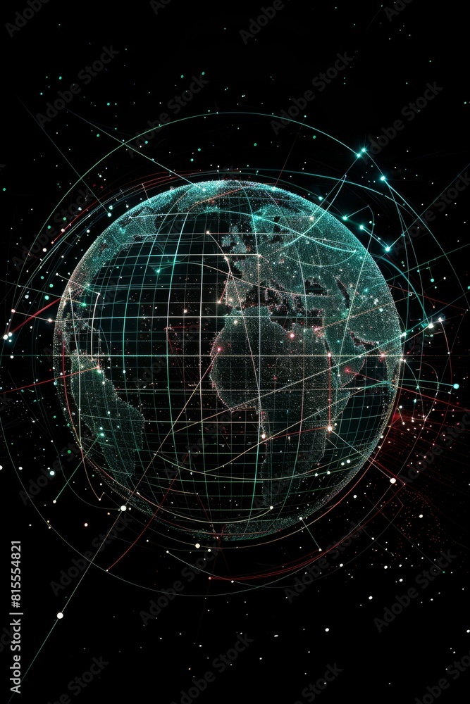 Obraz premium Visualization of big data with text. HUD wireframe mesh sphere with dots and lines 