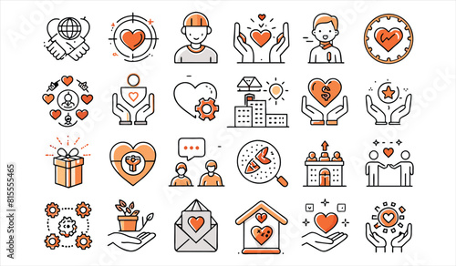  Altruism icon set. Solid icon collection, Editable stroke. Vector illustration.