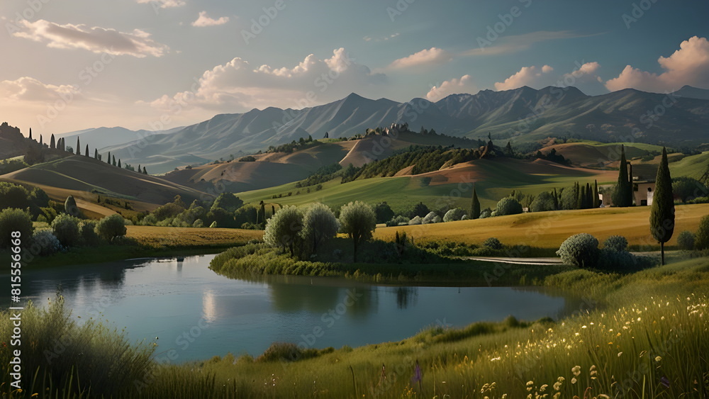 Obraz premium Journeying Through Tuscany's Summer Landscape