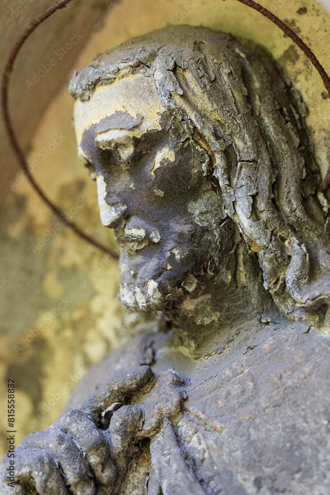 Historic Statue on the mystery old Prague Cemetery, Czech Republic
