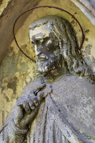Obraz na płótnie Historic Statue on the mystery old Prague Cemetery, Czech Republic w salonie