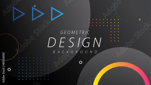 Colorful geometric shapes on black background. vibrant and eyecatching for banner, presentation, poster, social media post, etc.
