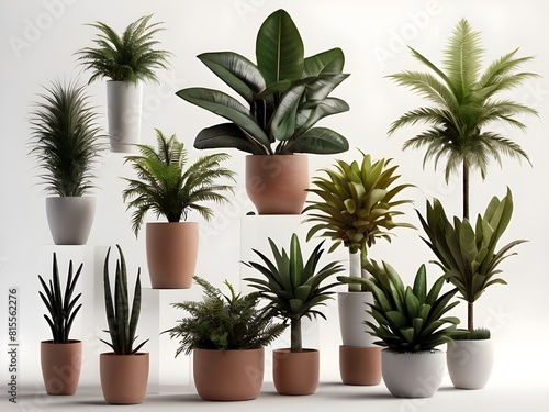 plants in pots With isolated White Background Generative Ai