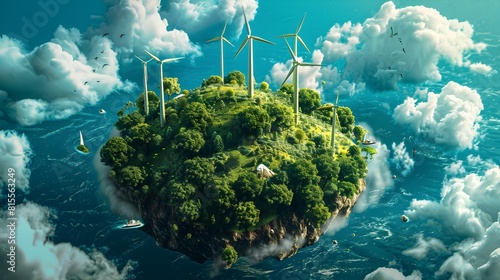 Conceptual Artwork Illustrating Global Access to Renewable Energy for Socioeconomic photo