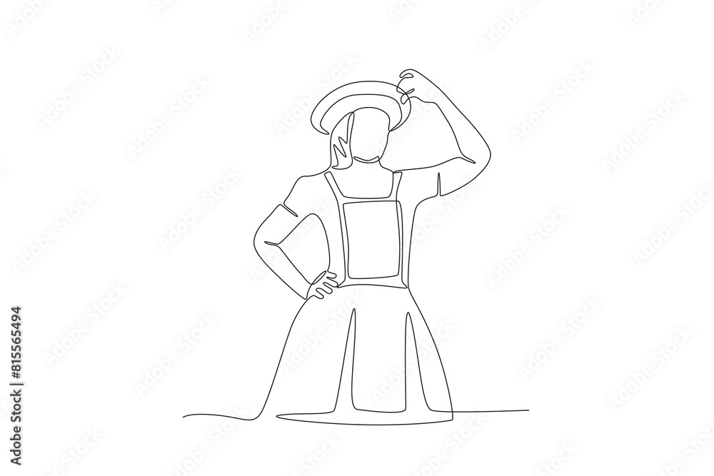 Women who take part in the Sao Joao event. Sao joao concept one-line drawing Women who take part in the Sao Joao event. Sao joao concept one-line drawing