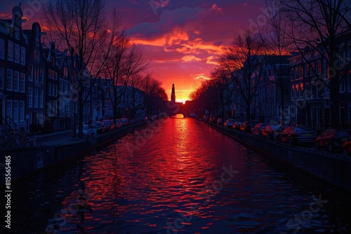 A Colorful Spring Sunset on the Canals