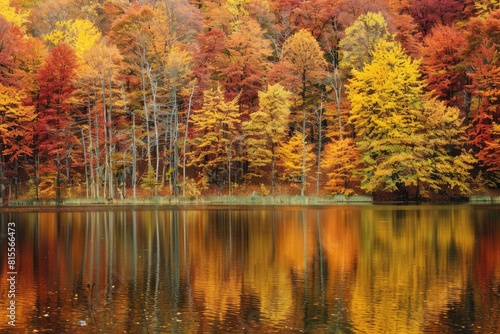 Vibrant Trees Surrounding a Forest Lake