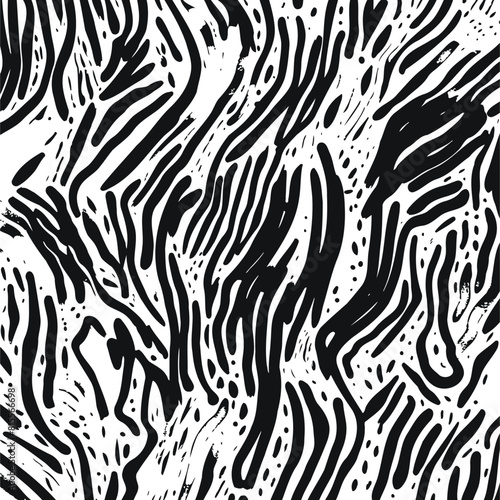 Dynamic Black and White Wavy Pattern. Vector illustration design.