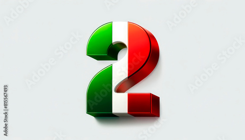 number “2” adorned in the colors of the Italian flag, celebrating Italy’s Republic Day, June 2nd, the 1946 referendum when Italians voted for a republic instead of a monarchy.