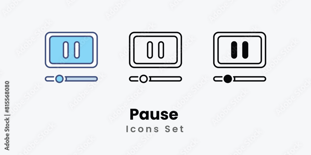 Pause Icons thin line and glyph vector icon stock illustration Pause Icons thin line and glyph vector icon stock illustration