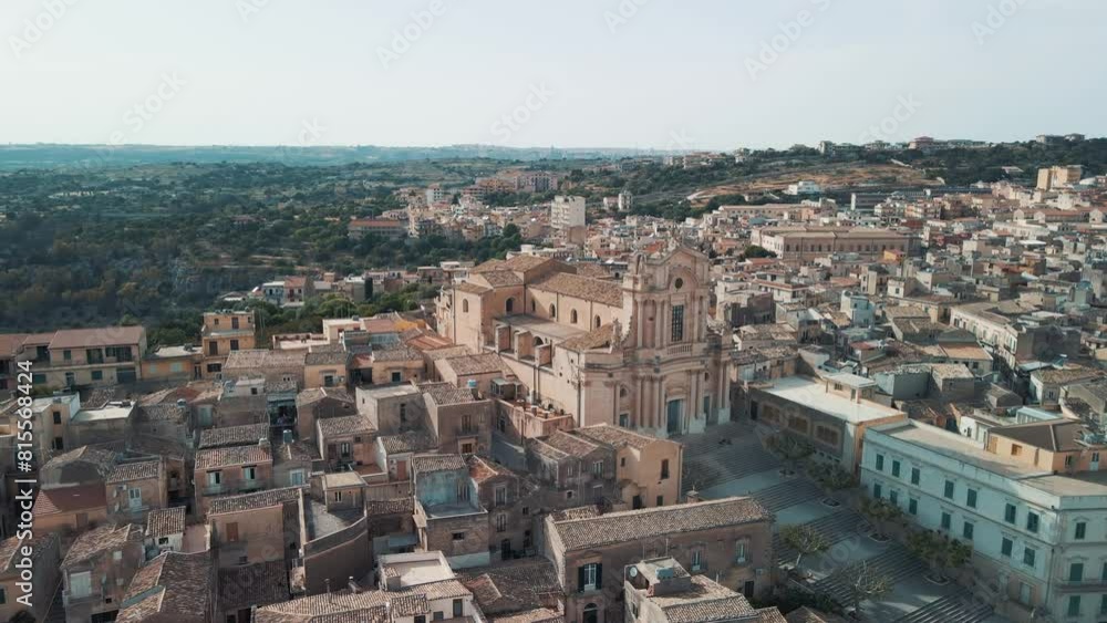 Aerial view of Modica, beautiful historic town in Sicily with a Chocolate production culture Aerial view of Modica, beautiful historic town in Sicily with a Chocolate production culture