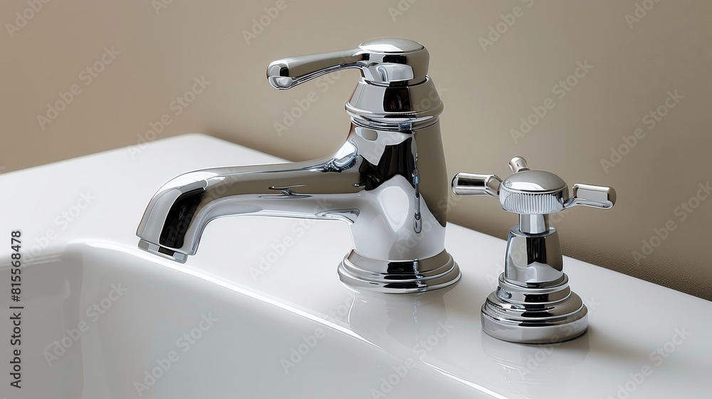 Close-up of silver faucet in the bathroom with splashing water Close-up of silver faucet in the bathroom with splashing water