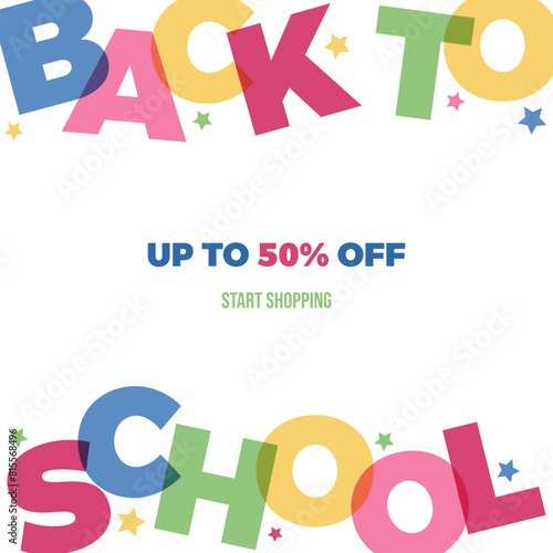 Back to school web banner with colorful title. Minimalistic trendy design templates. For web ads, postcard, card, discount flyers and big sale banners