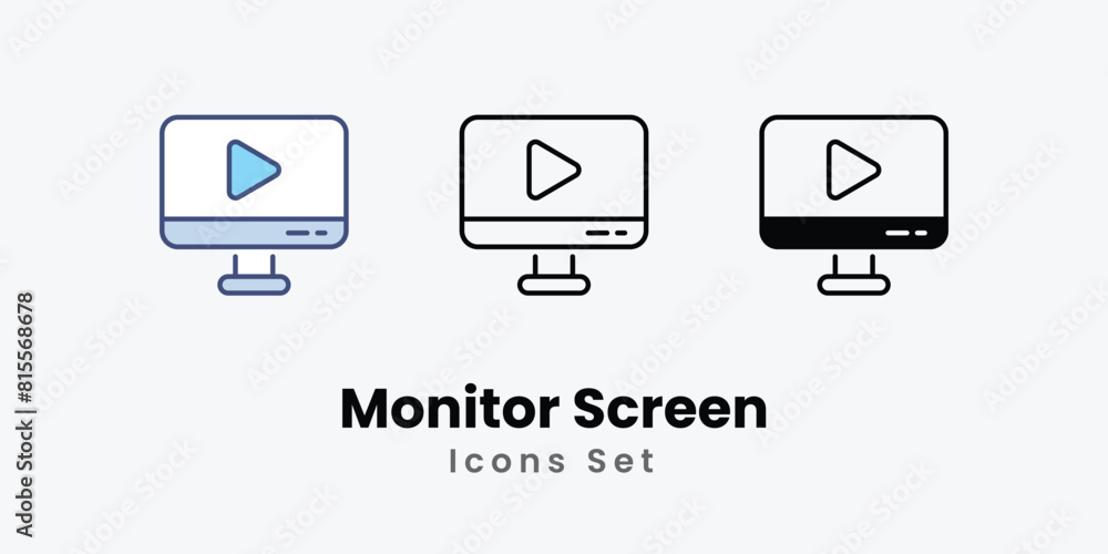 Monitor Screen Icons thin line and glyph vector icon stock illustration Monitor Screen Icons thin line and glyph vector icon stock illustration