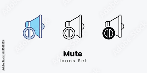 Mute Icons thin line and glyph vector icon stock illustration