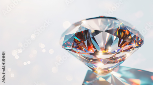 Close-up of a brilliantly cut diamond reflecting colorful light.