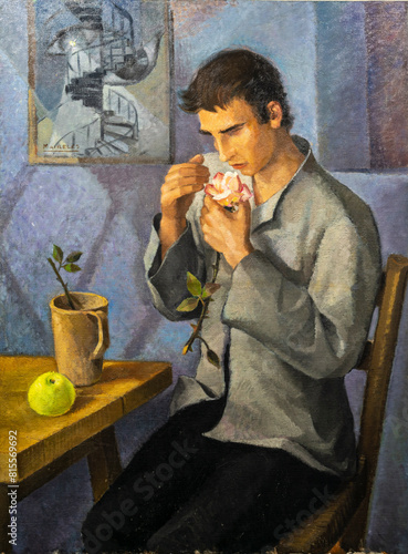 blind man with rose, oil on canvas, Francisco Maireles, Gilena Museum Collection, Ecomuseum/Arqueodromo Molino de La Casería, province of Seville, Spain photo