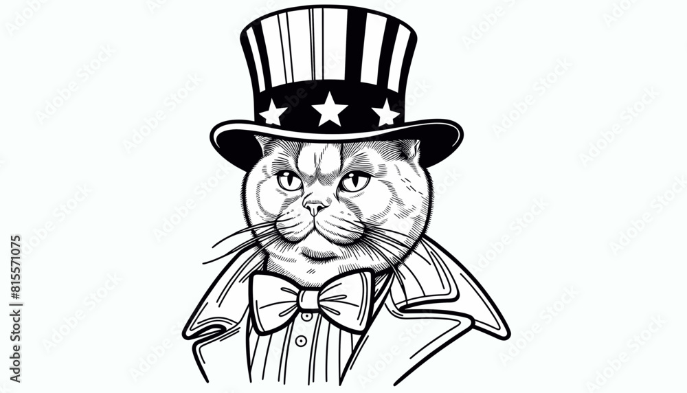 Abyssinian Cat 4th July Line Art Celebration USA (United State) Art Cute Cartoon For Independence Day Memorial Day Clip Art Animal Patriotic with American Flag Abyssinian Cat 4th July Line Art Celebration USA (United State) Art Cute Cartoon For Independence Day Memorial Day Clip Art Animal Patriotic with American Flag