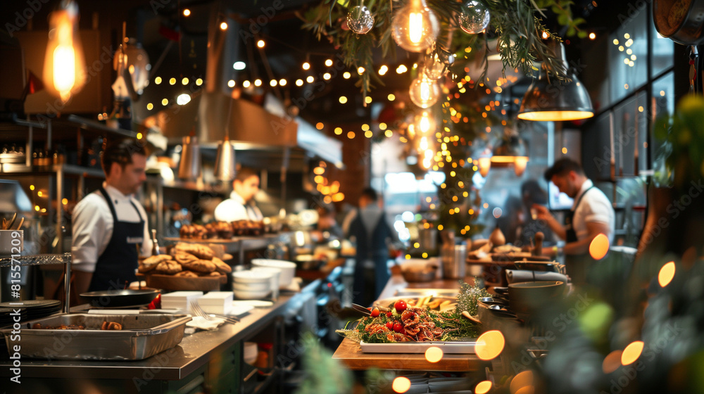 Photo of Busy Restaurant Kitchen With Many Workers Photo of Busy Restaurant Kitchen With Many Workers