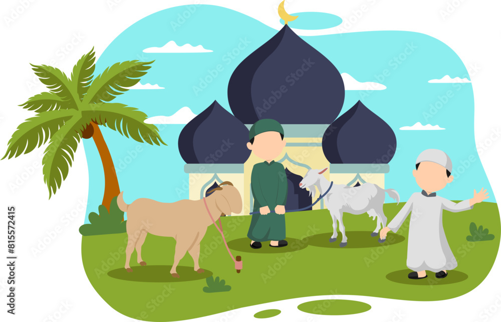 Fototapeta premium Handing Over Sacrificial Animals On Eid Al-Adha